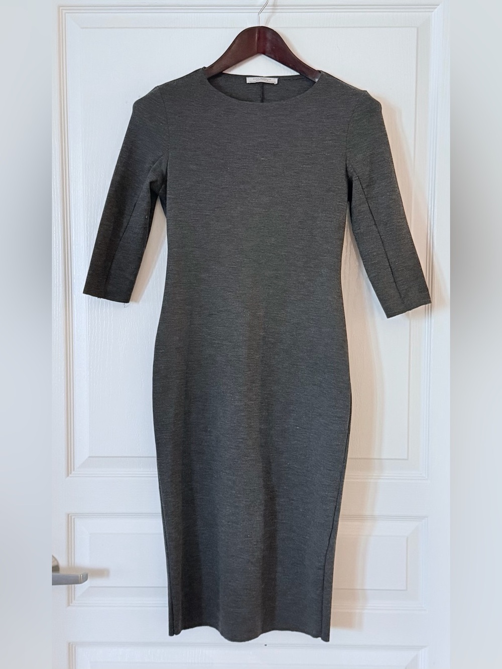 Zara Charcoal Gray Midi Sheath Dress